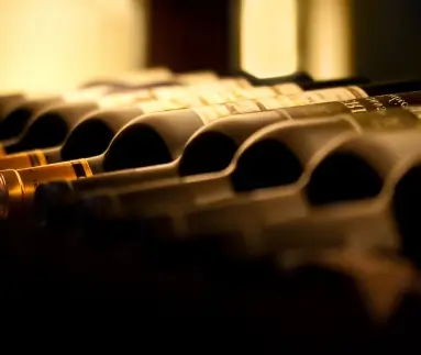 rows of red wine bottles